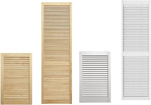 Wooden open louvre wardrobe - wooden,