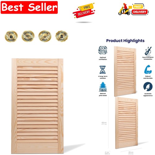 Louvre door pine wood vented - louvre, wood,